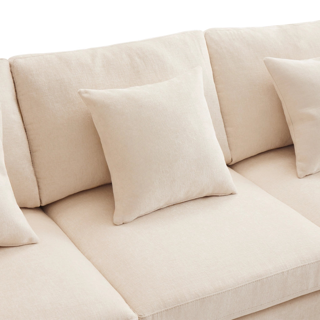 Divano modulare - Zephmum- Trasformabile in U e L, 2 pouf, 6 cuscini, tessuto chenille