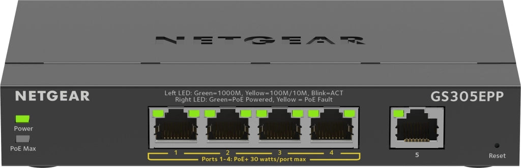 Netgear gs305epp gestito l2/l3 gigabit ethernet (10/100/1000) supporto power over ethernet (poe) nero - GS305EPP-100PES