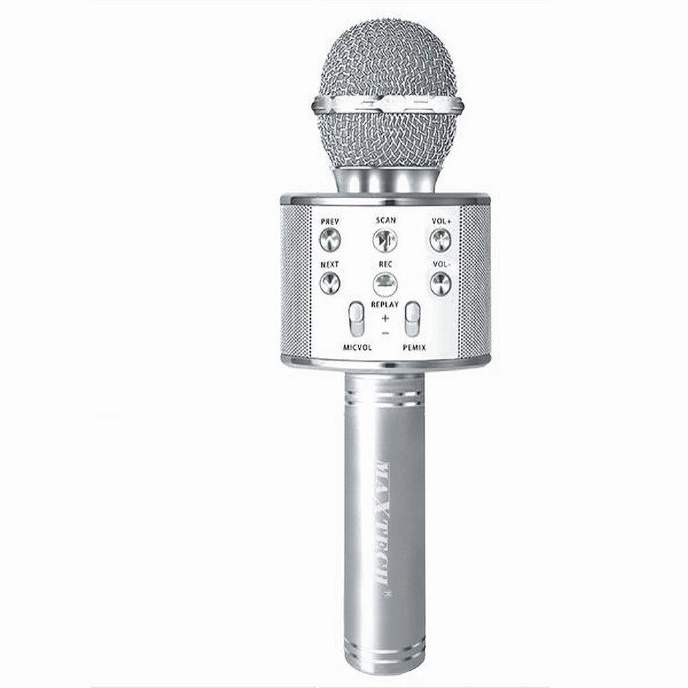 Trade Shop - Microfono Altoparlante Bluethoot Wireless Con Speaker Karaoke Maxtech Mic-06 -