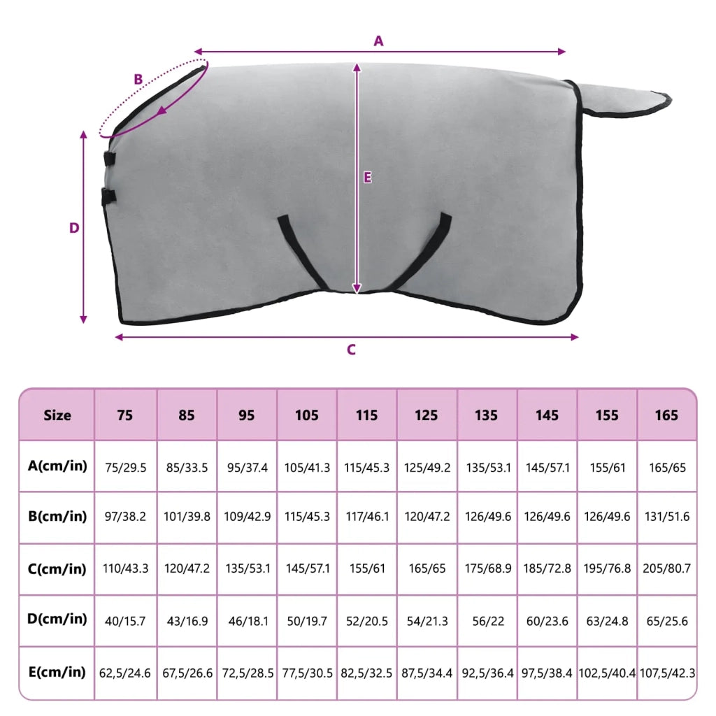 Coperta per Cavalli Grigio chiaro e rosa completo 95 cm 42013219