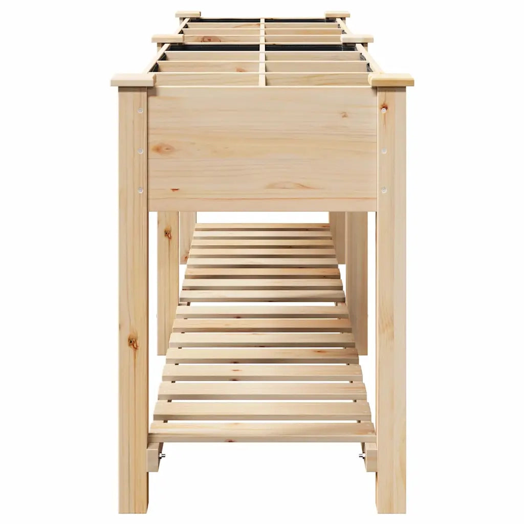 Vaso da giardino con lo scaffale-Fioriera con Mensola Esterno-Contenitore per Piante Beige 203,5 x 53 x 76,5 cm