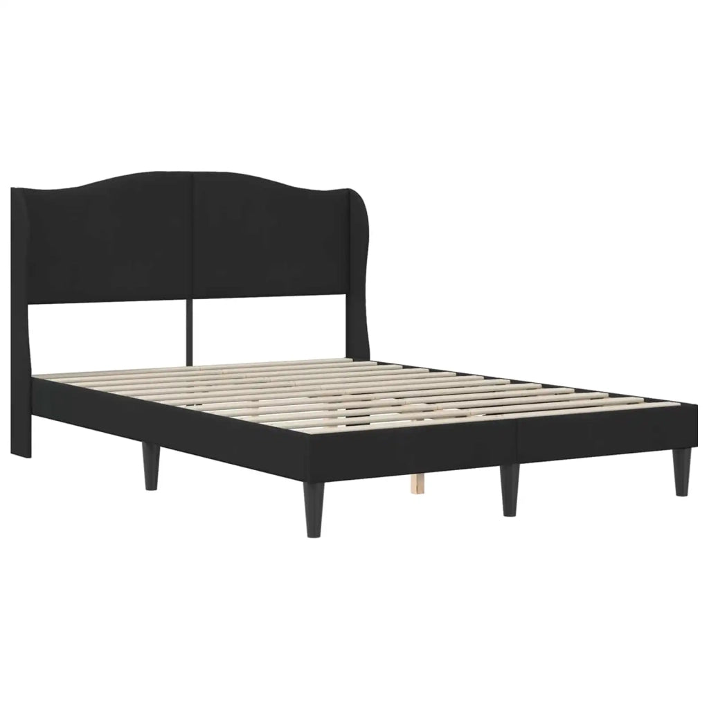 Letto matrimoniale | Letto per adulti | Struttura del letto con testiera Nero 120 x 200 cm Velluto