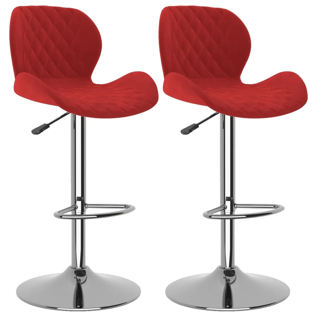Sgabelli da Bar 2 pz Rosso Vino in Velluto 334917