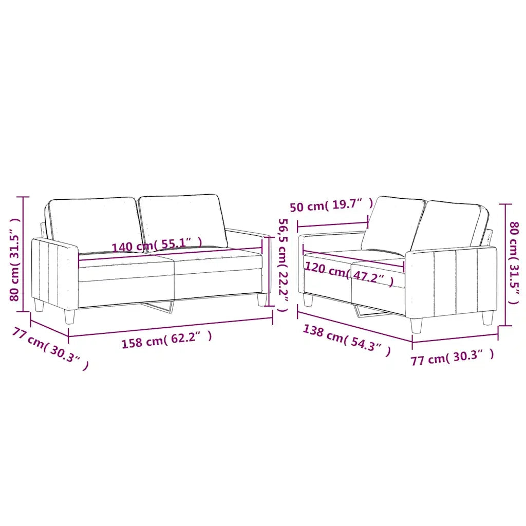 Set di Divani 2 pz con Cuscini Marrone in Velluto