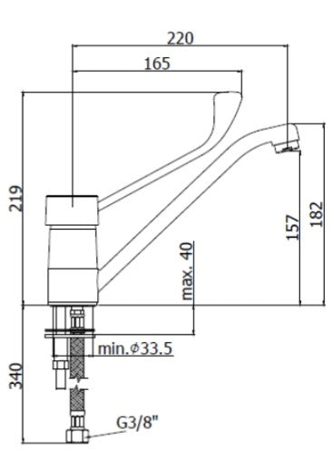 Miscelatore Lavello con Leva Clinica Cromato serie PEGASO