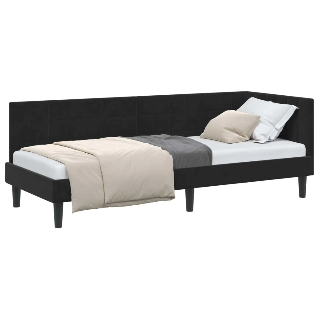 Cornice del letto ad angolo Nero 80 cm x 200 cm Velluto 42016413
