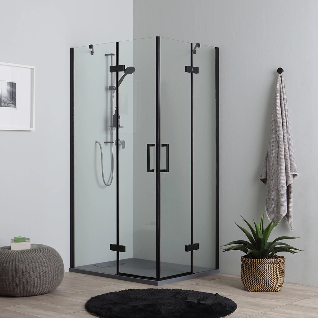 Cabina doccia nera 90x70 vetro trasparente