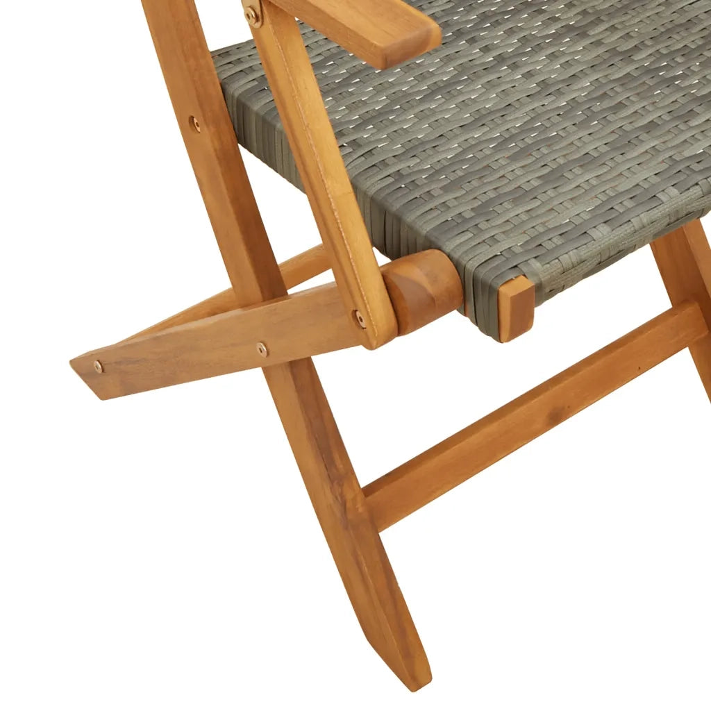 Set Pranzo da Giardino 5pz Grigio Polyrattan e Legno Massello 3281695