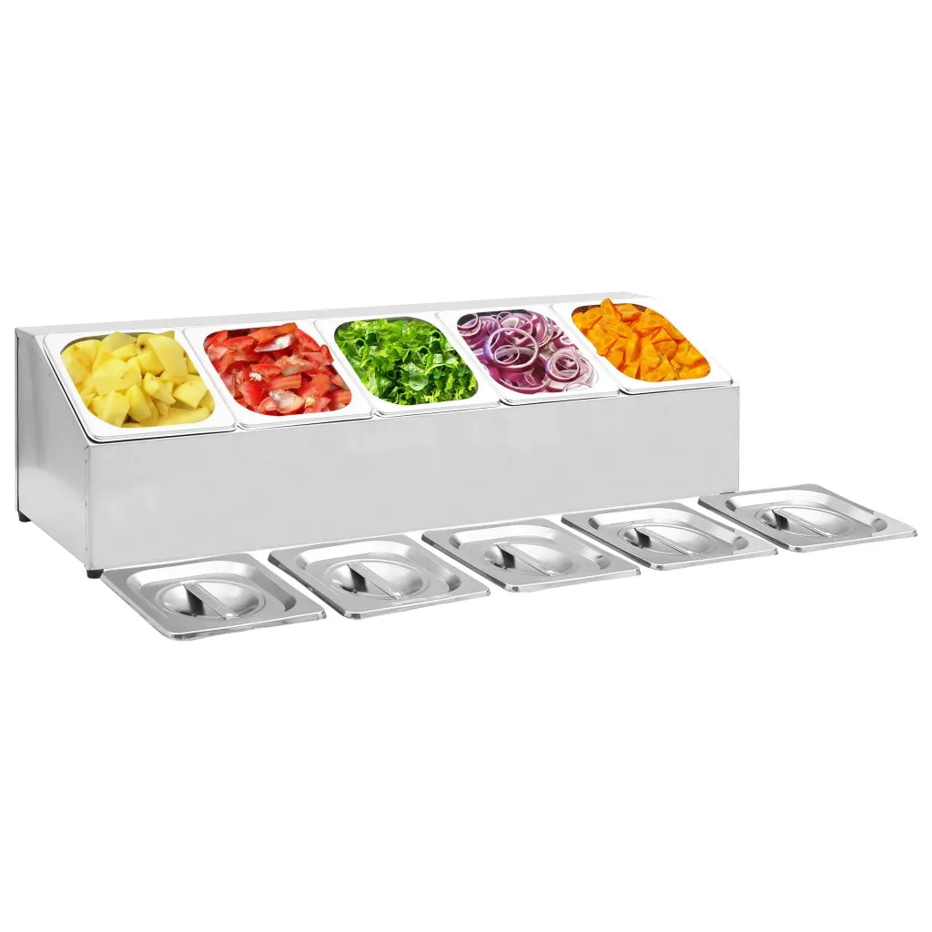 Supporto Gastronorm con 5 Contenitori GN 1/6 in Acciaio Inox CFW4675913