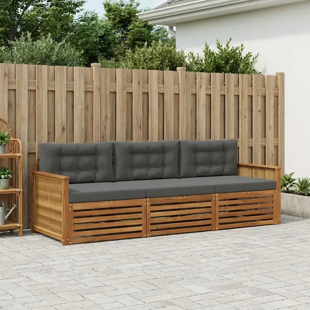 Set di divani da esterno con cuscino 3 pcs Naturale e Antracite 3382970
