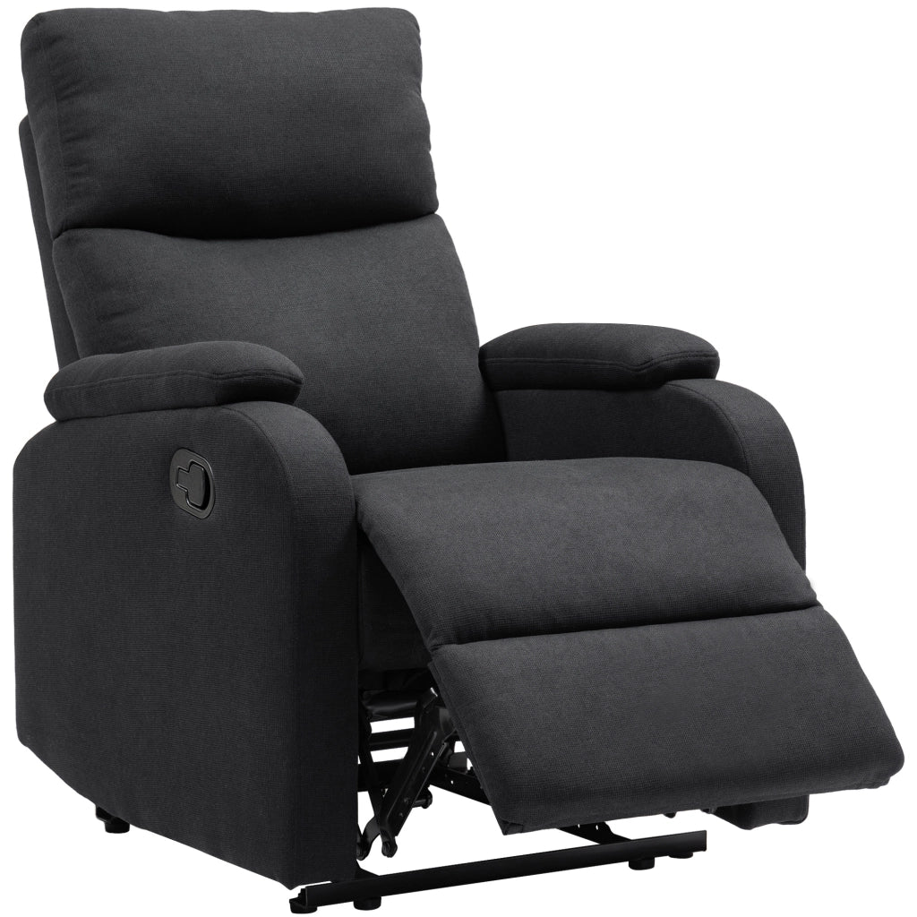 Poltrona Reclinabile con Poggiapiedi Imbottita in Tessuto ¨C Minimal ¨C Nero