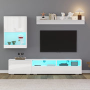 MOBILE TV Set da 3 pezzi 175 cm con LED Bianco lucido