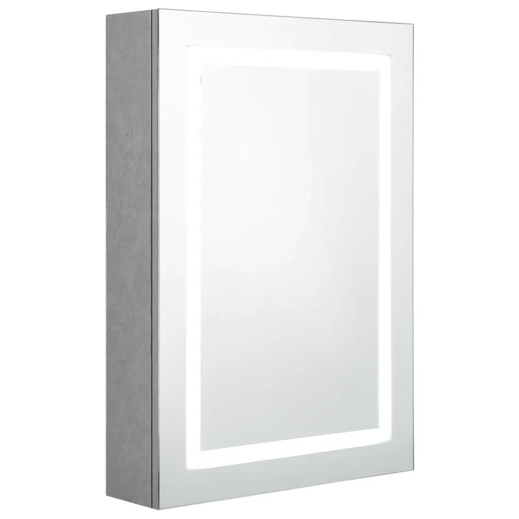 Armadietto Bagno con Specchio e LED-Mobile bagno con specchio Grigio Cemento 50x13x70 cm 123910