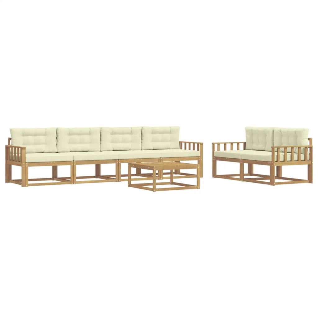 Set di divani da esterno 6 pz Bianco e Crema 3386089