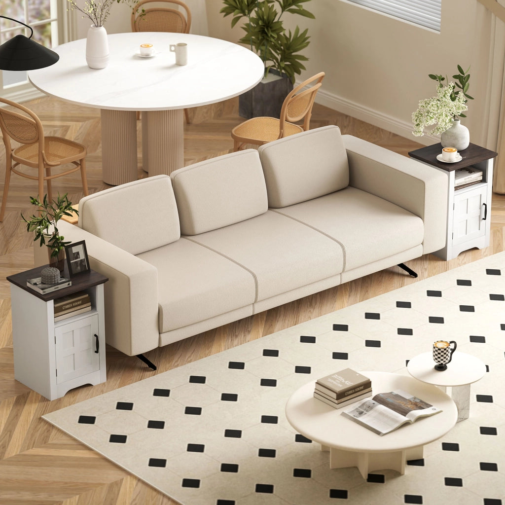 Tavolino Rustico con Cassetto ¨C Minimal ¨C 40x35x60 cm Bianco e Marrone