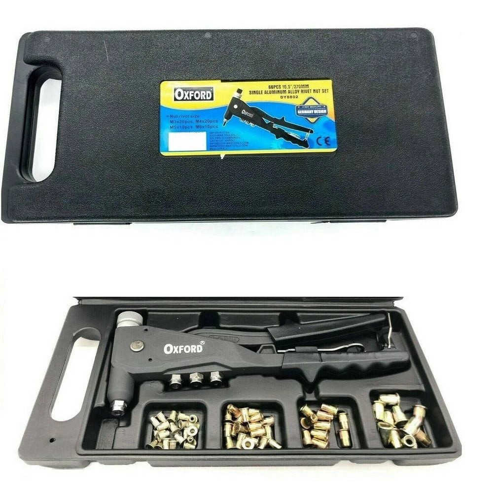 Trade Shop - Kit 66 Pz Rivettatrice Per Inserti Rivetti Filettati Filetti M3 M4 M5 M6 -