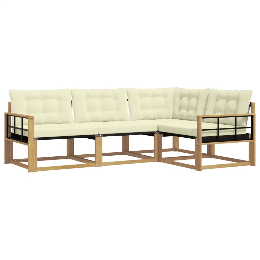 Set di divani da esterno 4 pz Bianco e Crema 3388640