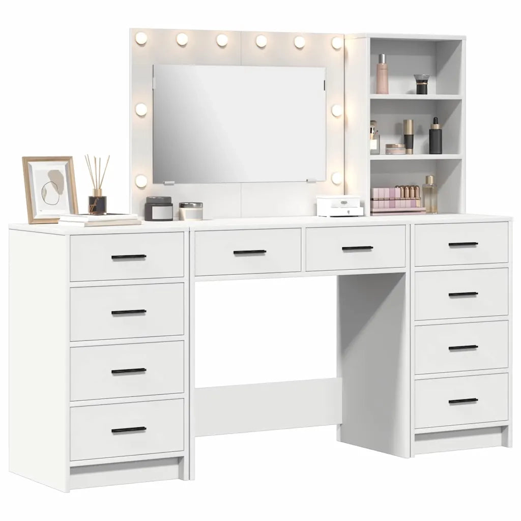 Tavolo da Trucco con cassetto 3 pcs Bianco Legno multistrato 3334209