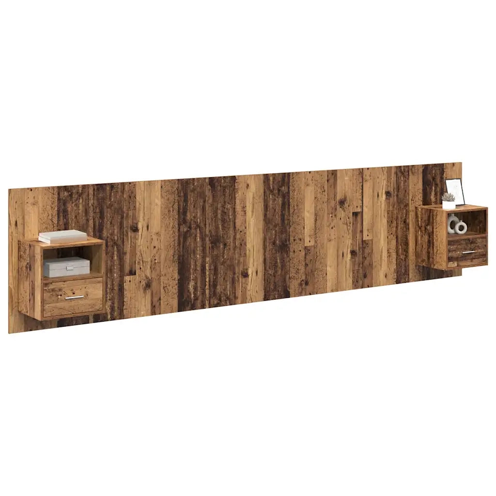 Testata con Comodino 3 pcs Legno vecchio Legno multistrato 3415827