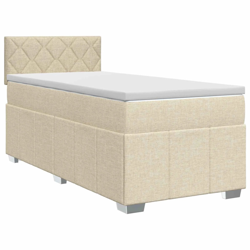 Letto box spring con materasso Crema 80 x 200 cm Tessuto 3451092