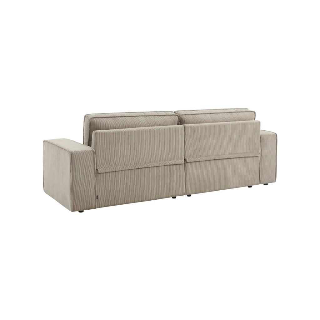 Divano angolare sinistro in velluto a coste, 3 posti, beige