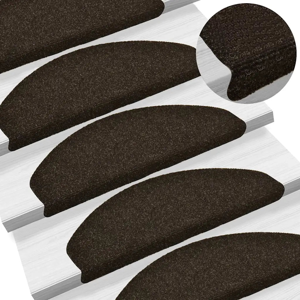 Tappetini per scale autoadesivi 20 pz 65x21x4 cm marrone scuro semicircolari grandi 3365649