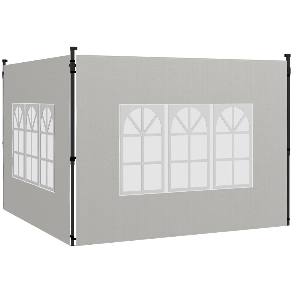 Set 2 Pareti Laterali per Gazebo con Finestre ¨C Xylo ¨C PE Bianco 293x193 cm