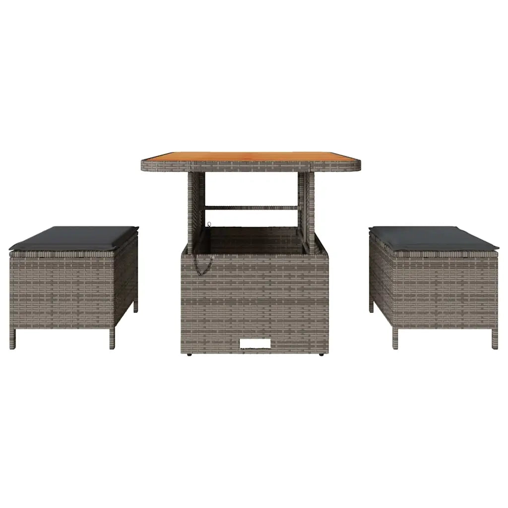 Set da Pranzo per Giardino Grigio polyrattan 42007915