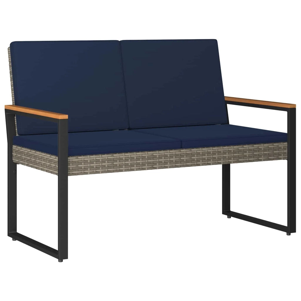 Set Mobili da Esterno 4 pz | Set Salotto da Giardino Grigio e Blu Navy polyrattan