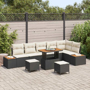 Set Divano da Giardino con cuscino 9 pcs Nero e Crema 3363325