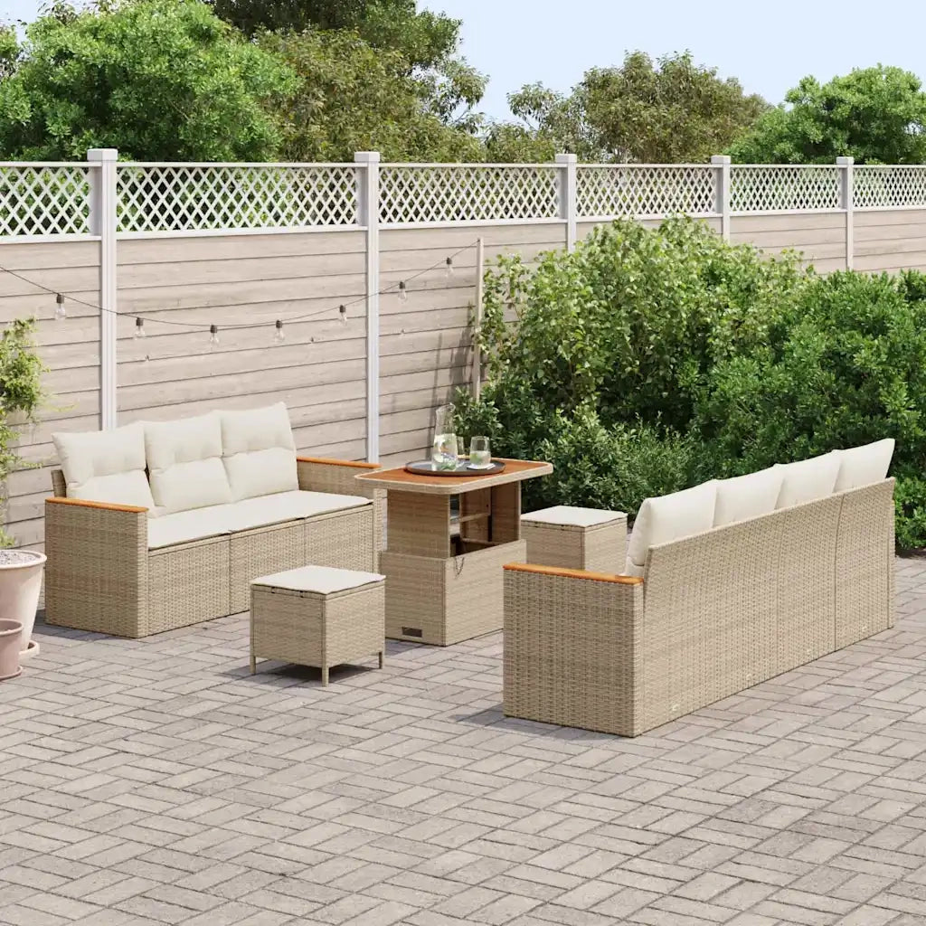 Set Divano da Giardino 10 pcs Beige polyrattan 3363011