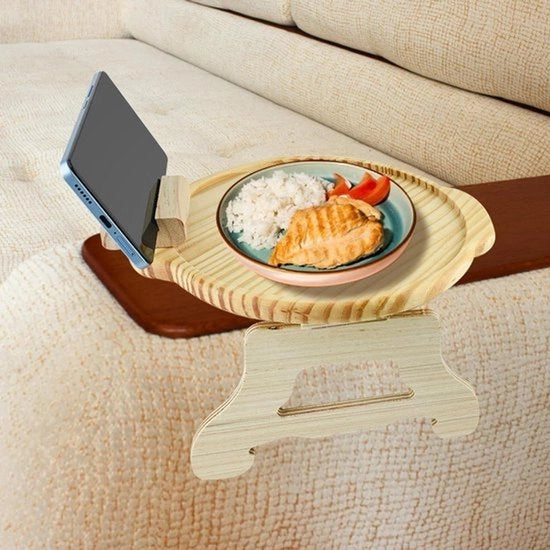 Sofa Tray Tavolo con Supporto Rotante Portatile - Bambù - Comodo da Utilizzare