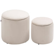 Pouf con Contenitore Set 2 Pezzi ¨C Xylo ¨C Velluto Crema 40x40x41cm
