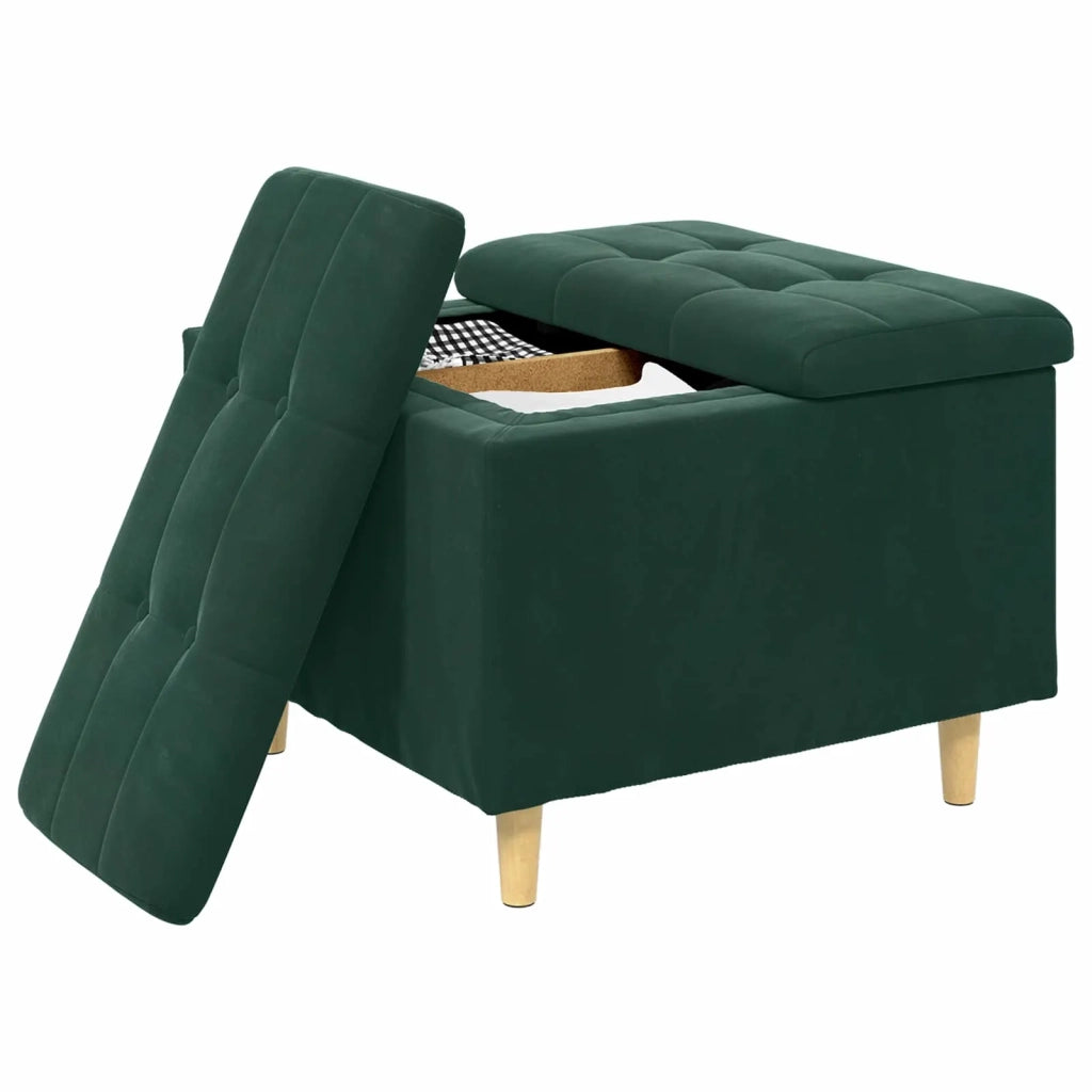 Pouf contenitore Verde Scuro 60 x 60 x 45 cm Velluto 876827