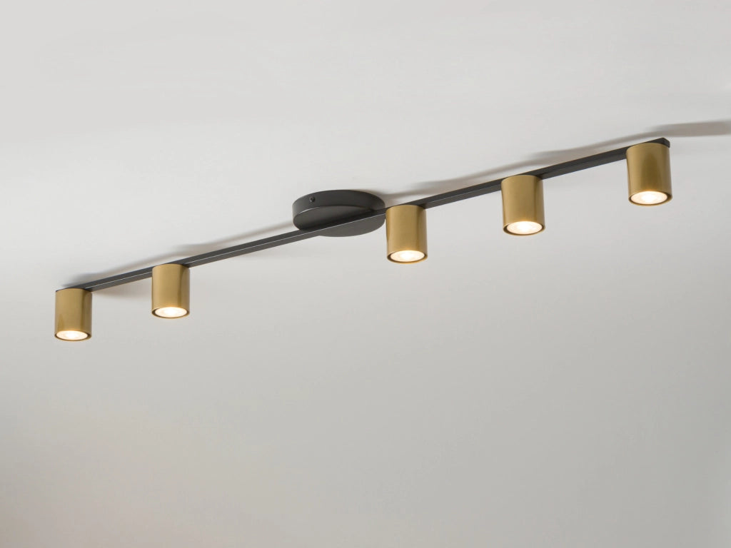Plafoniera moderna nero oro 5 spot GU10 25W Sigma Sky