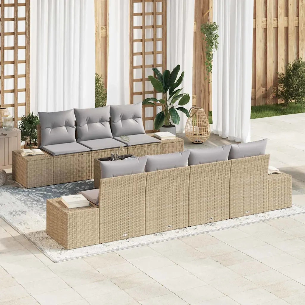 Set Divano da Giardino 8 pcs Beige e grigio polyrattan 3355639