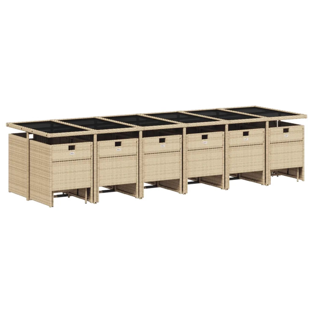 Set da Pranzo da Giardino 17 pz con Cuscini Beige in Polyrattan 3277773