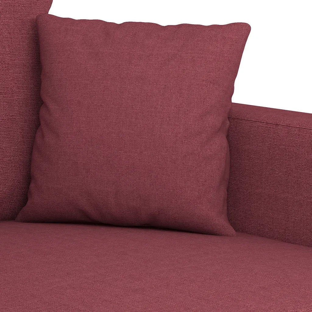 Set di Divani 3 pz con Cuscini Rosso Vino in Tessuto 3201678