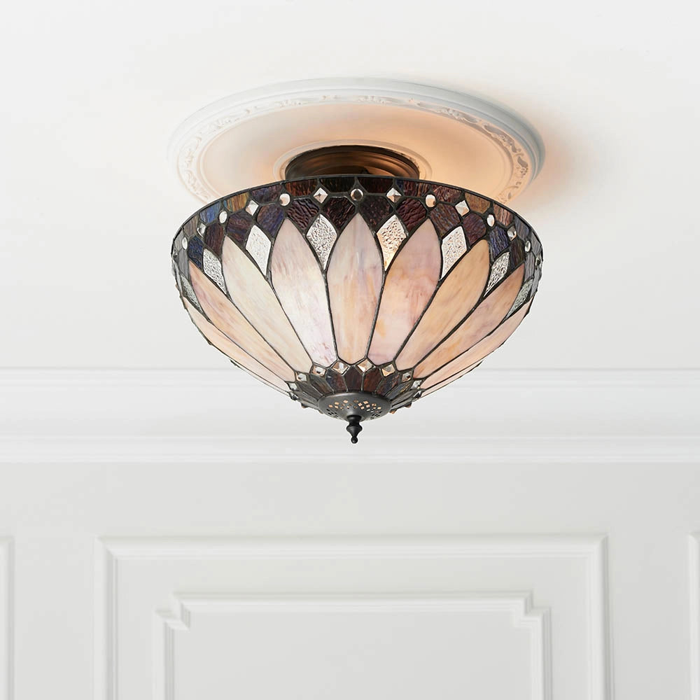 Plafoniera Art Déco multicolor 40cm Tiffany 3xE27 Brooklyn