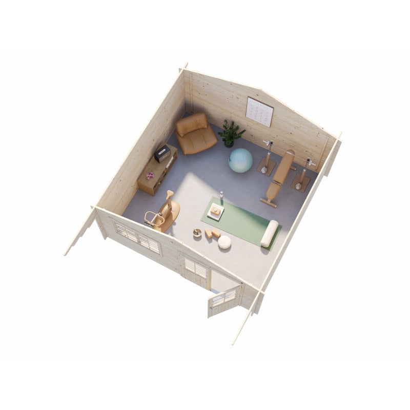 Casetta da giardino in legno 446x446 cm spessore 40 mm con porta doppia e finestra 17,5 m² - Esterni da Vivere