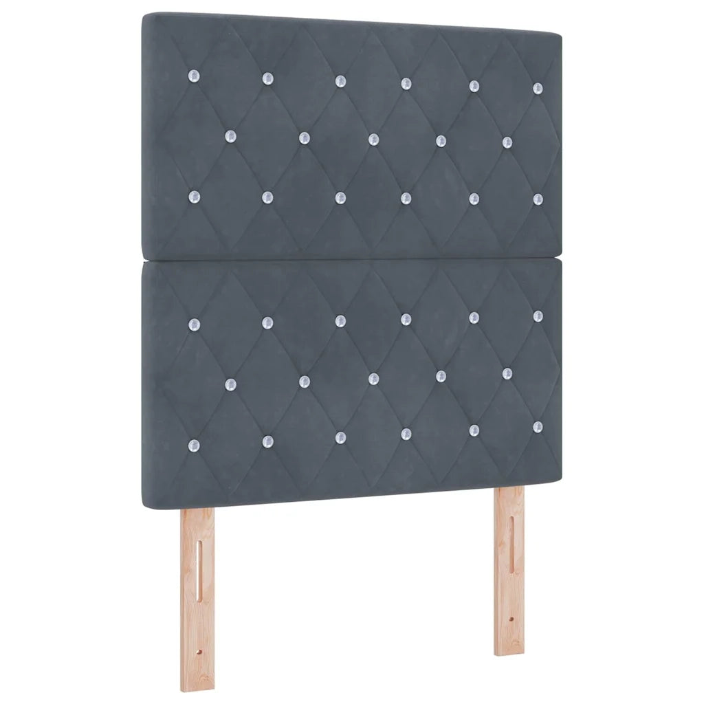 Letto a molle con testiera Grigio scuro 80 x 200 cm Velluto