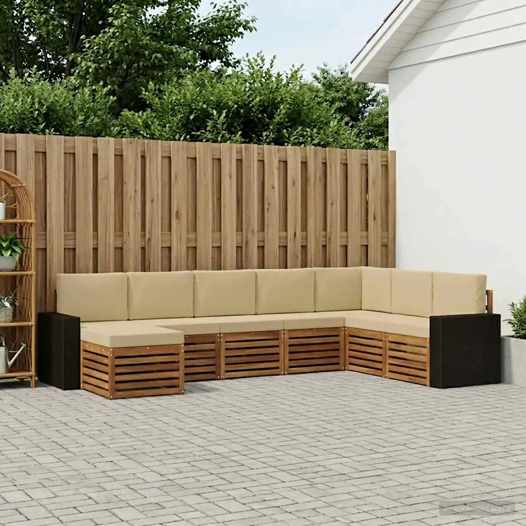 Set di divani da esterno con cuscino 8 pcs Naturale e Beige 3384724