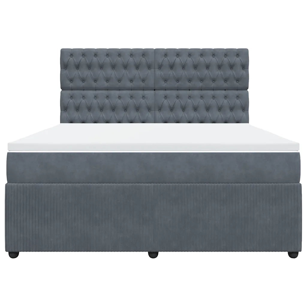 Giroletto a Molle con Materasso Grigio Scuro 180x200 cm Velluto