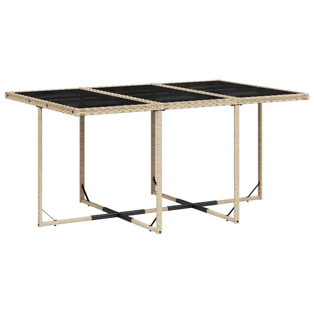 Set da Pranzo da Giardino 7 pz con Cuscini Beige in Polyrattan 3210732