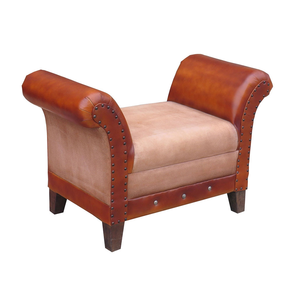 Divanetto imbottito marrone 88x49x62h