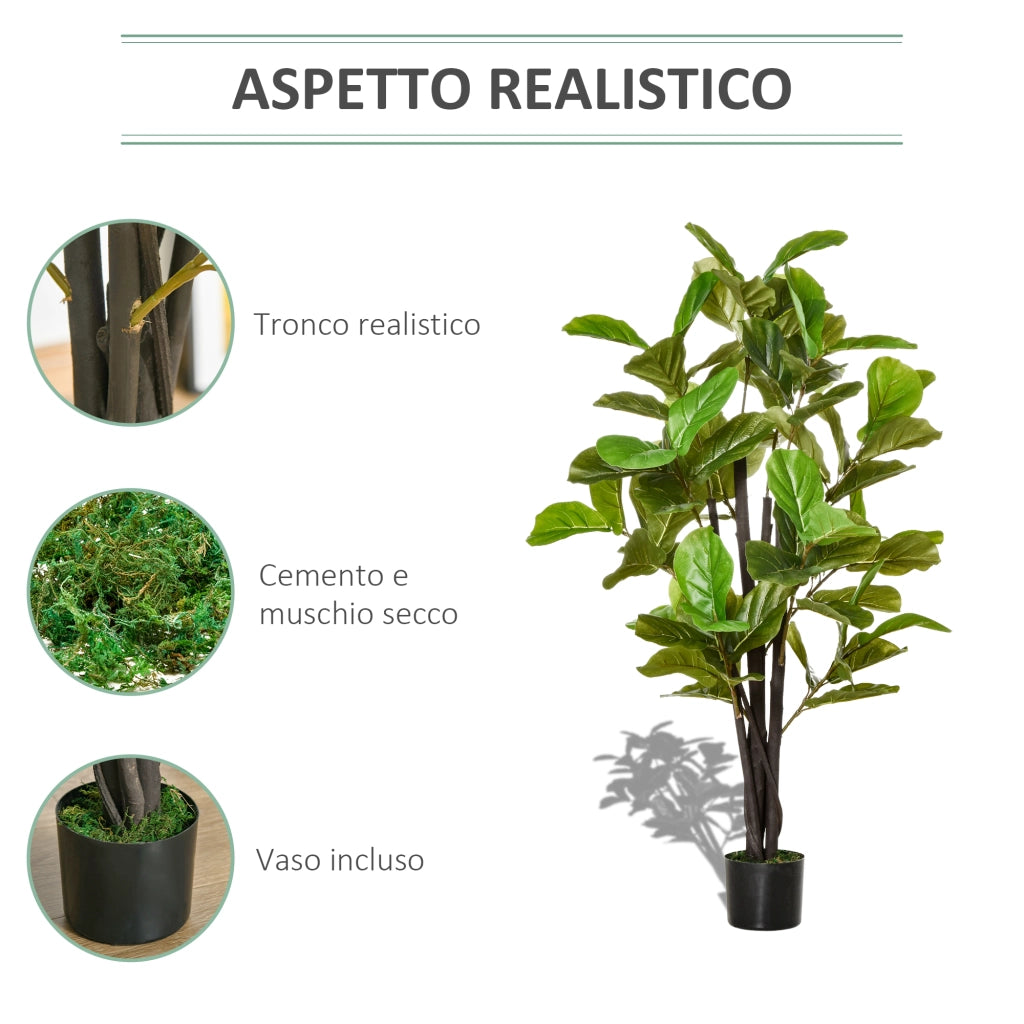 Ficus Artificiale 130cm ¨C Xylo ¨C 78 Foglie Realistiche per Interni ed Esterni