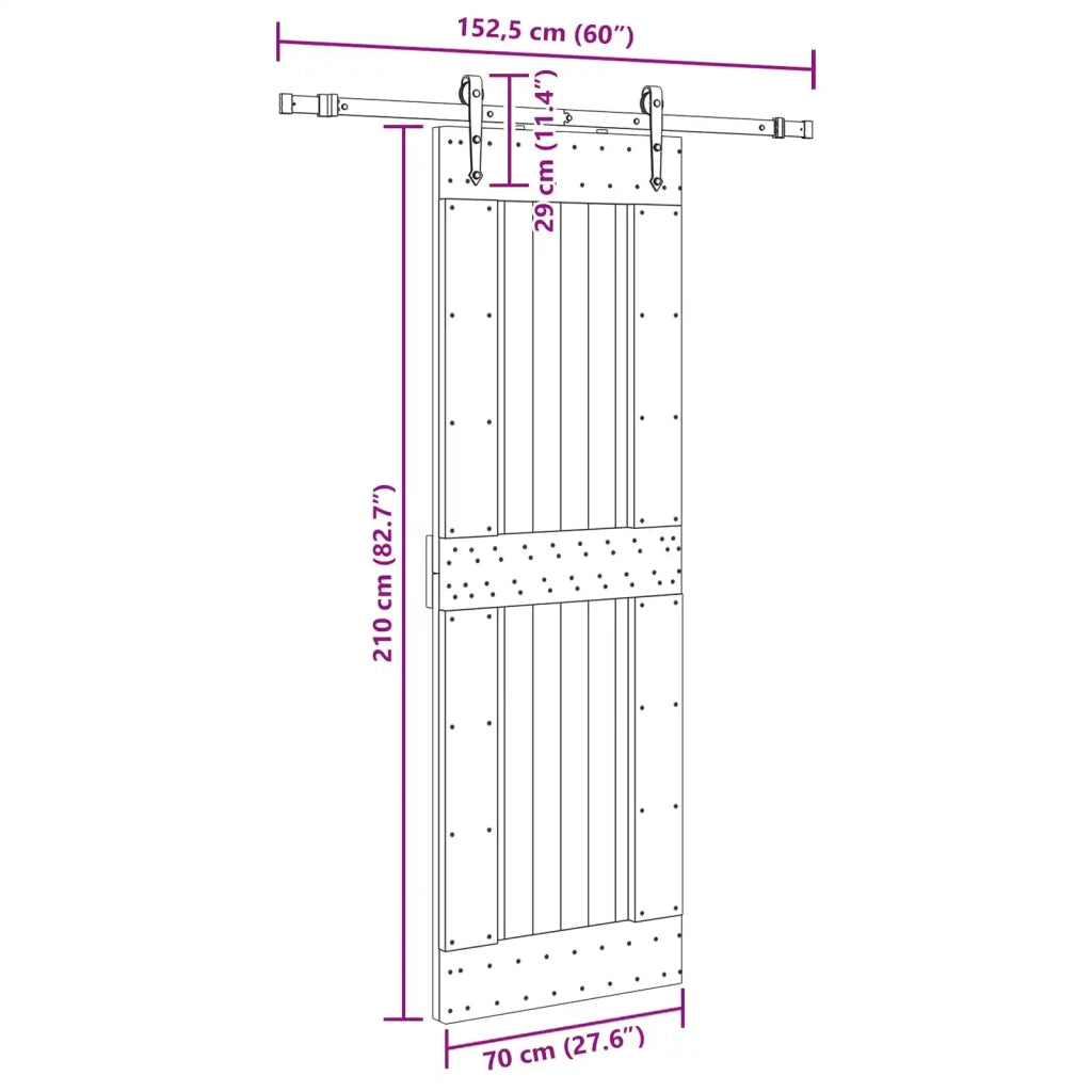 Porta scorrevole NARVIK Naturale e Nero 70 x 210 cm (152,5 cm) 3445335