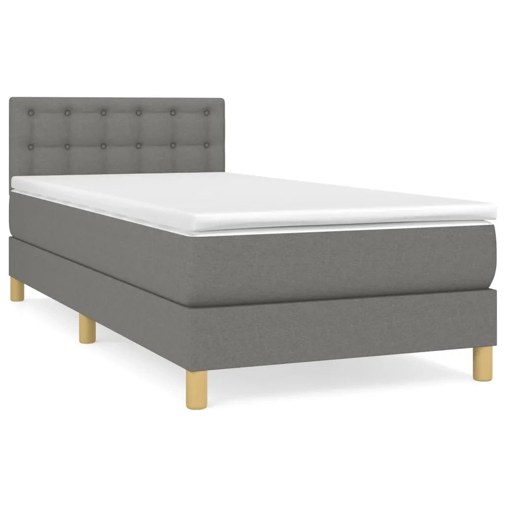 Giroletto a Molle con Materasso-Struttura Letto Grigio Scuro 90x190 cm Tessuto 739959