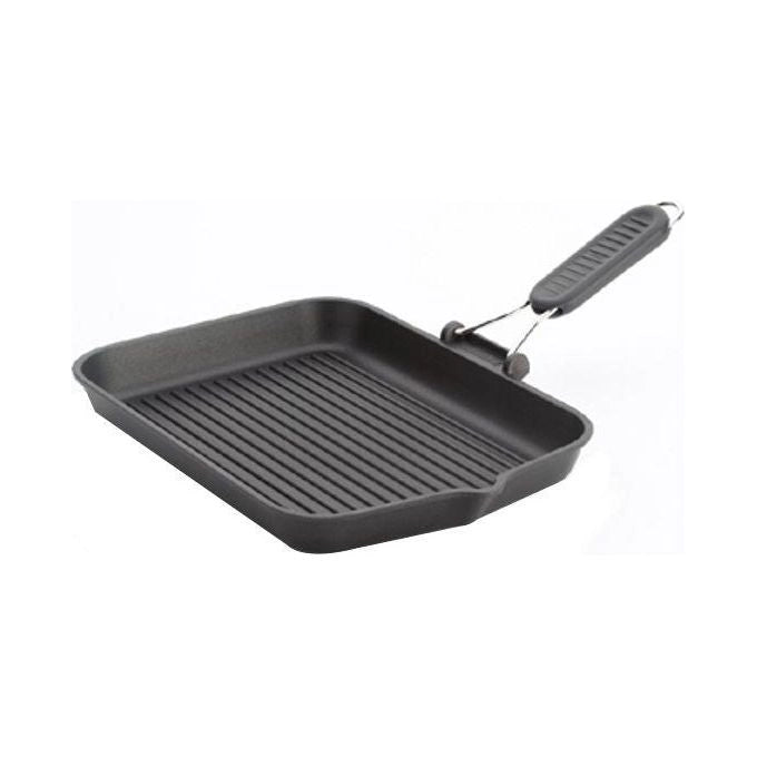 Risoli 0090IN-26TOO Bistecchiera Antiaderente Induzione 26x26 cm Alluminio Pressofuso Rivestimento Titanium Manico Silicone colore Nero