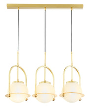 Sospensione loft ottone 3 luci sfere bianche E27 Jupiter